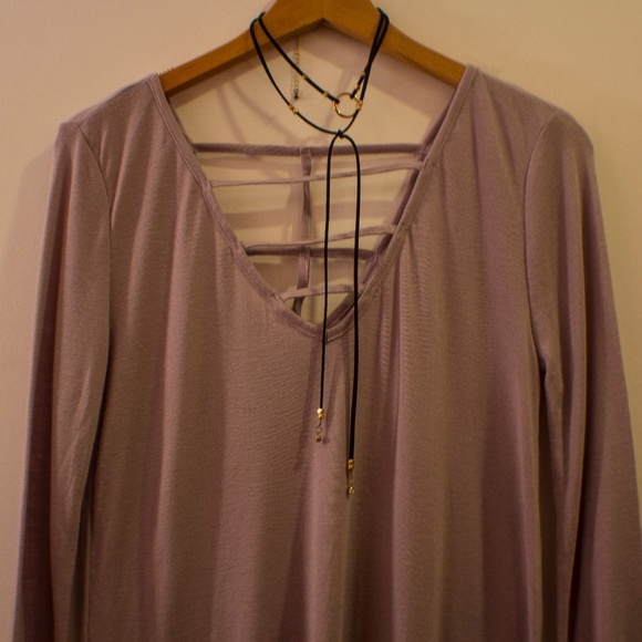 Pale Purple Caged Back Quarter Sleeved Sweater - Picture 3 of 7